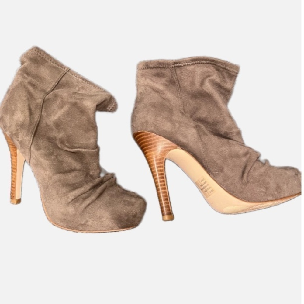 Slouchy Suede Heeled Ankle Boots